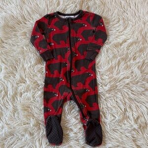 Tea Collection Red and Black Bear Print Footie 6-12M